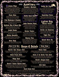 harolds main menu appetizers, soups and salads