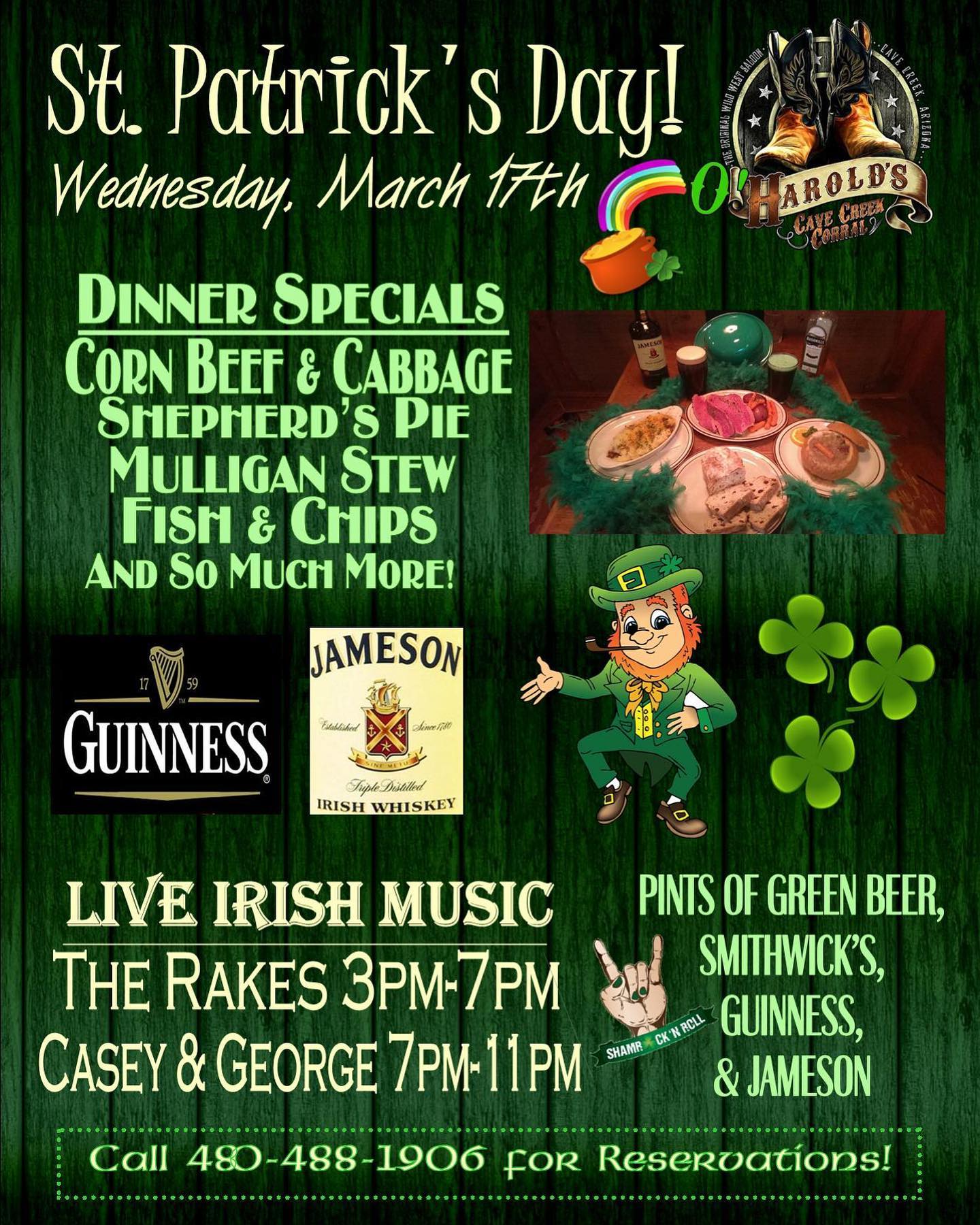 St. Patrick's Day Flyer 2021 - Harold's Cave Creek Corral