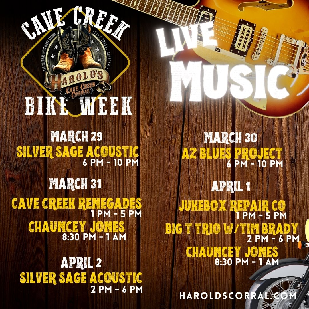 cave creek bike week live music at Harold's Corral