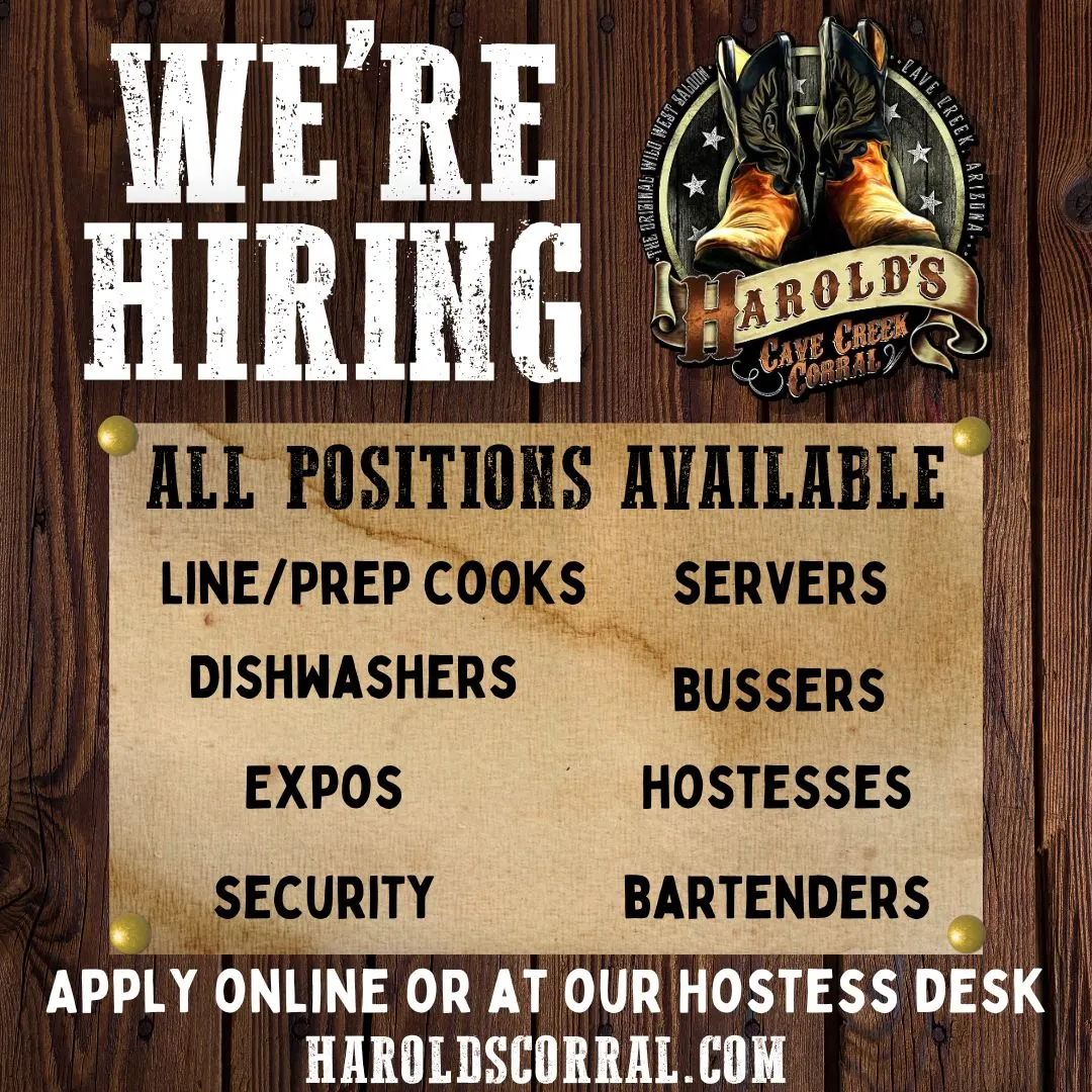 Daily Specials (47) Harold's Corral in Cave Creek is hiring - job posting
