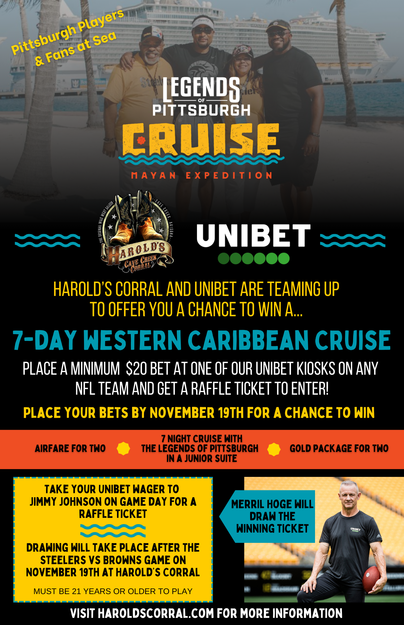 legends at sea raffle at Harold's corral with unibet