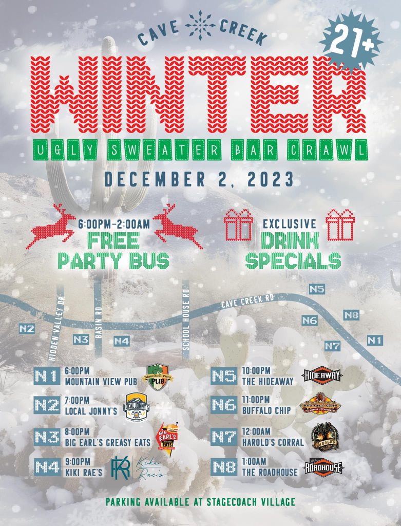 Ugly Sweater Bar Crawl in Cave Creek