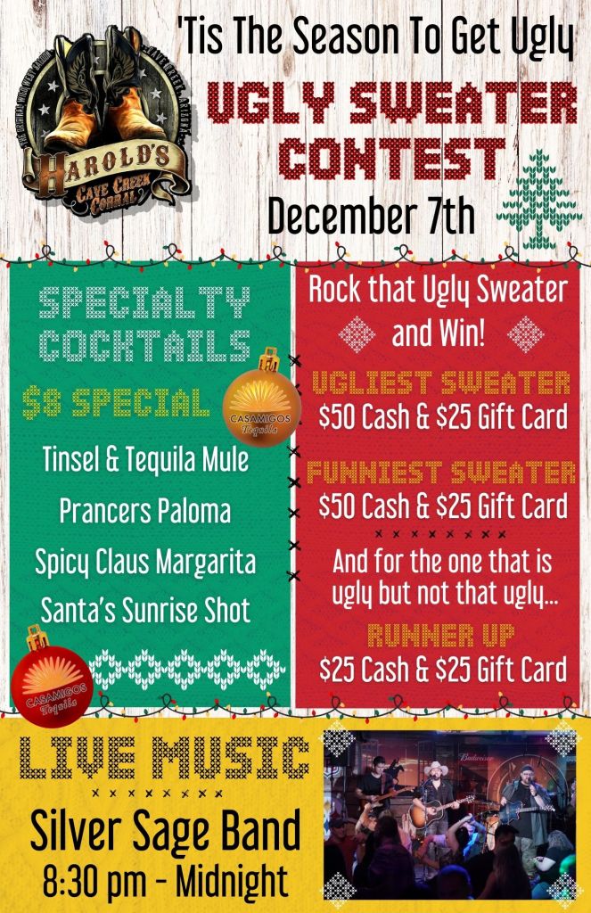 Ugly Sweater party at Harold's Corral in cave creek