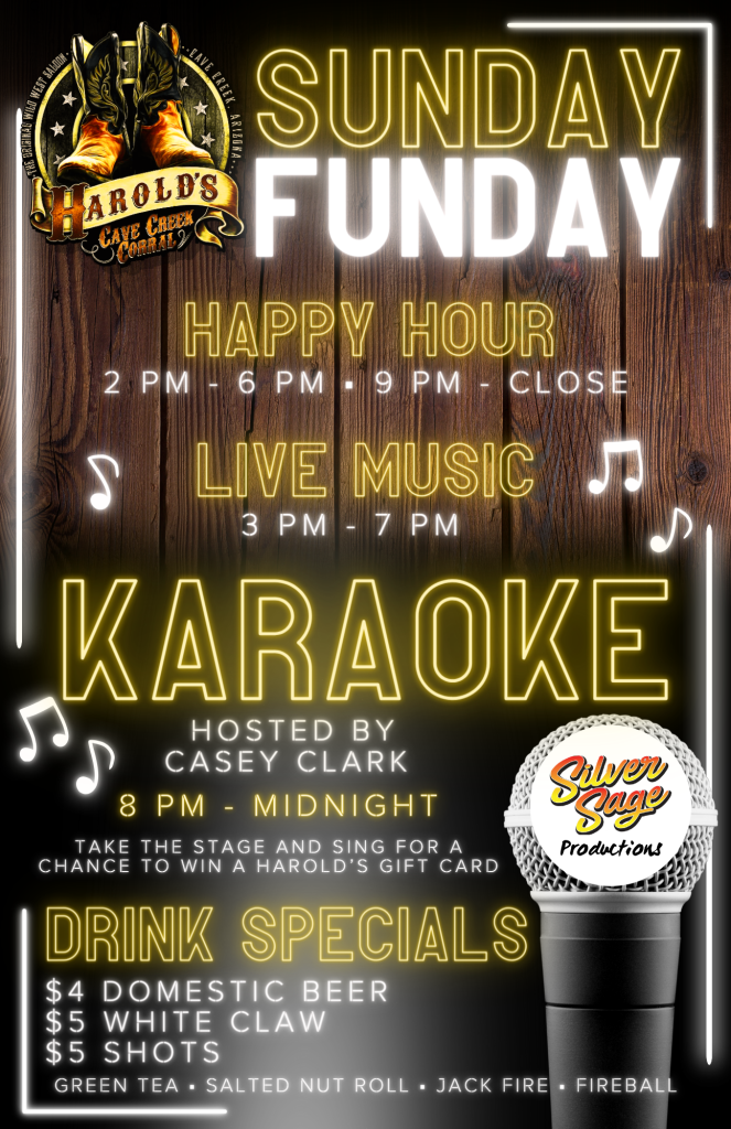 karaoke sunday funday at harold's corral in cave creek