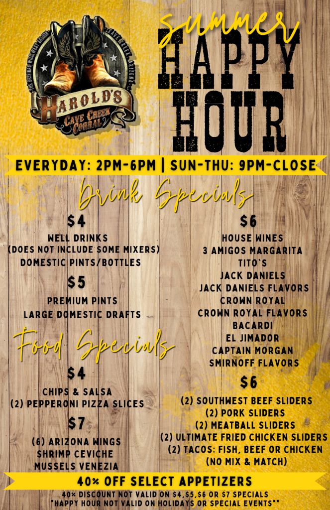 Summer Happy Hour at Harold's Corral in Cave Creek