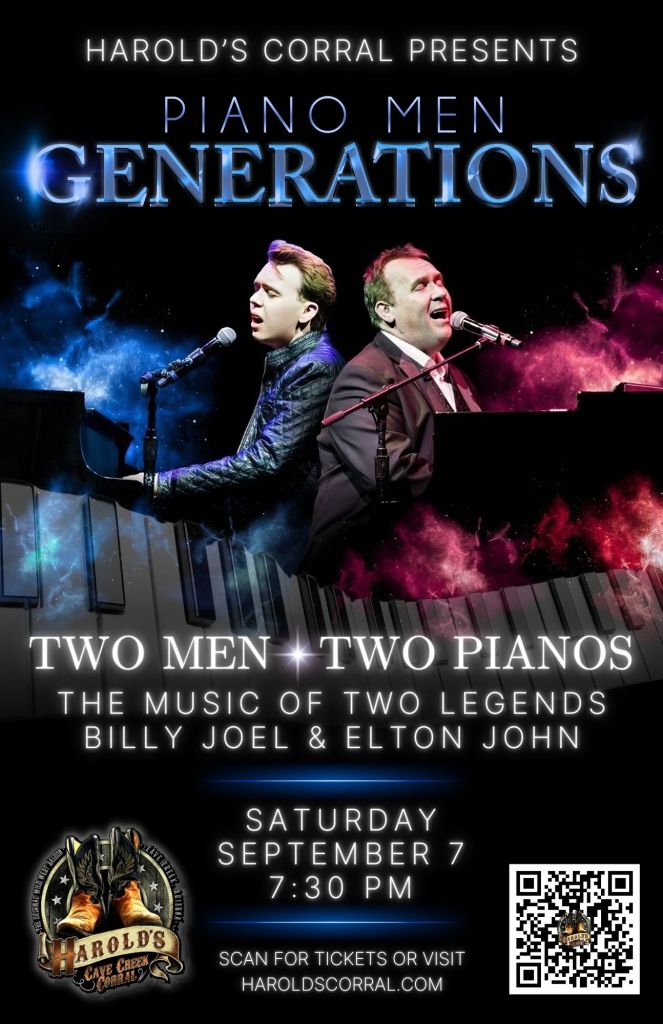 Piano men Generations billy joel and elton john at Harold's Corral in Cave Creek