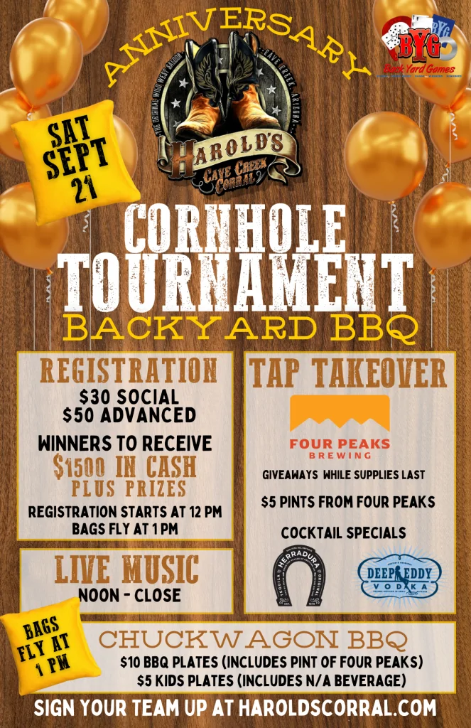 Harold's Corral anniversary cornhole tournament