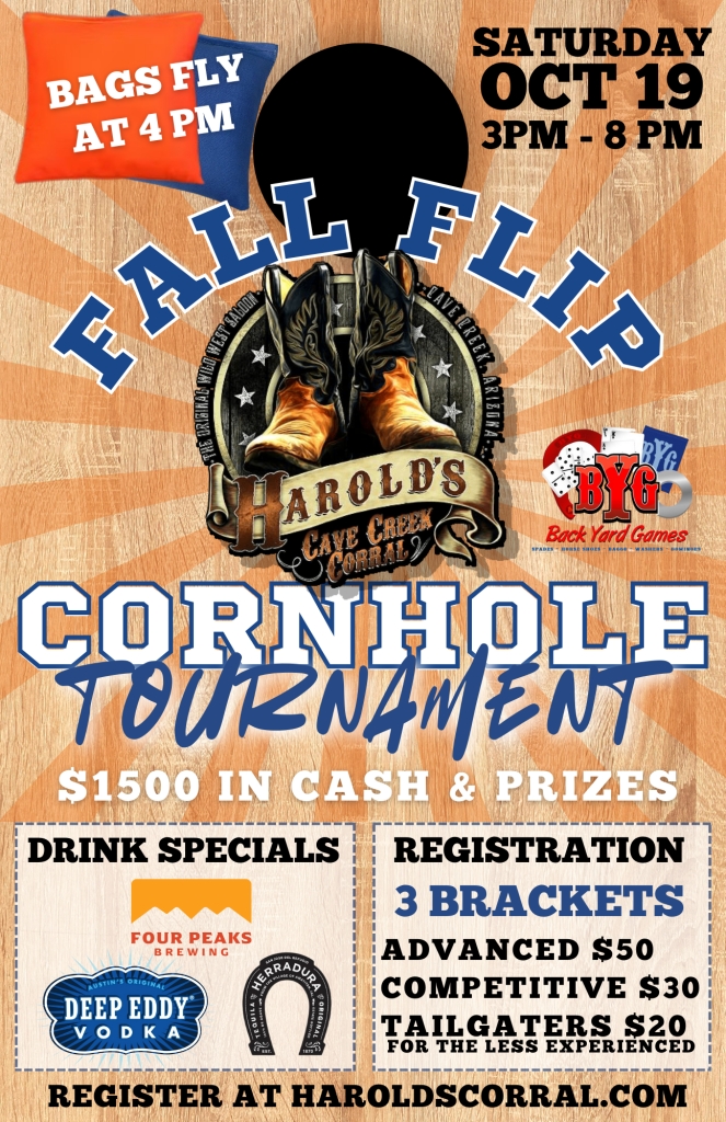 Fall Flip cornhole tournament at Harold's Corral in cave creek