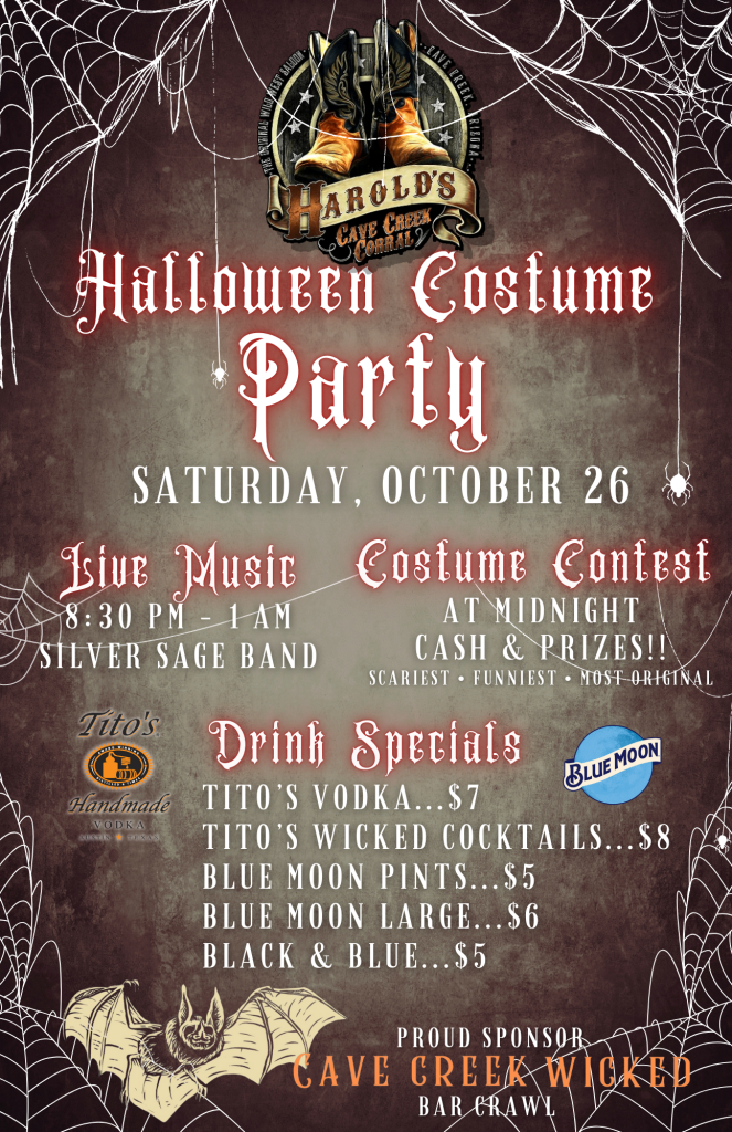 cave creek wicked pub crawl halloween costume contest at Harold's corral