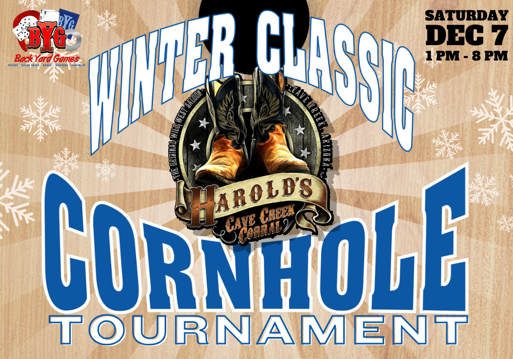 Winter Classic cornhole tournament at harold's corral in cave creek