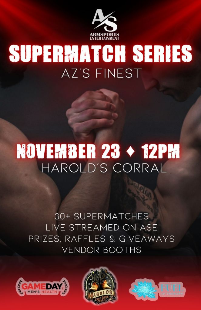 Supermatch arm wrestlers at harold's corral in cave creek