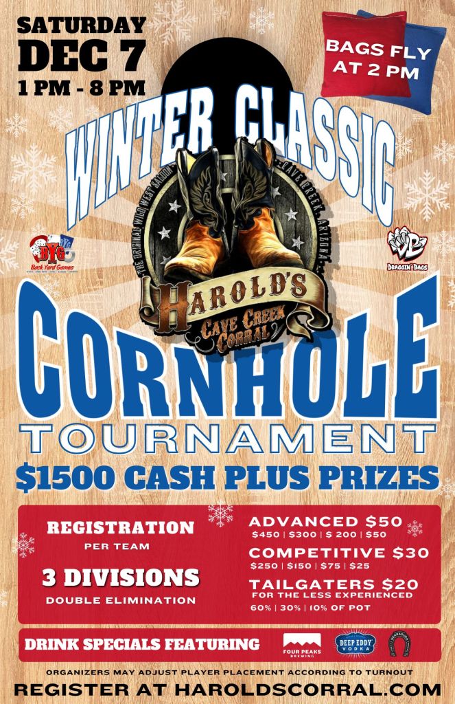 Harold's Corral cornhole tournament in cave creek