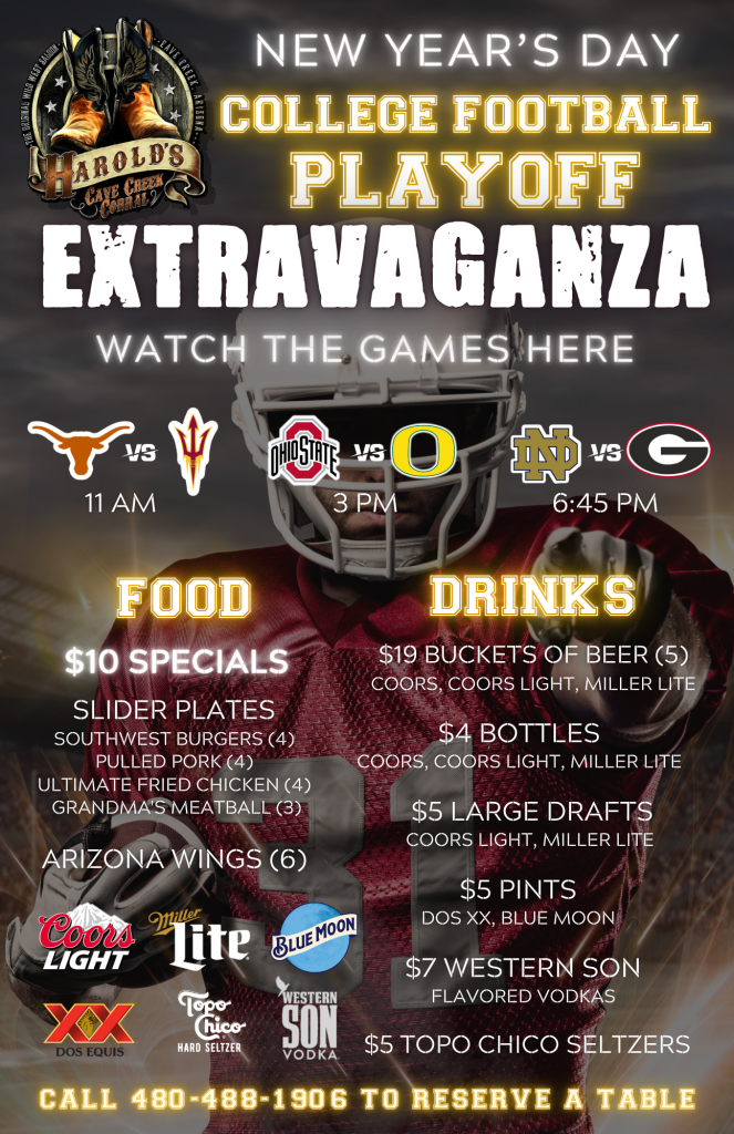 watch the college football bowl games at harold's corral in cave creek