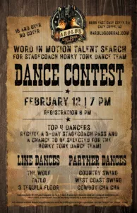 Word in motion dance contest at harold's corral in cave creek