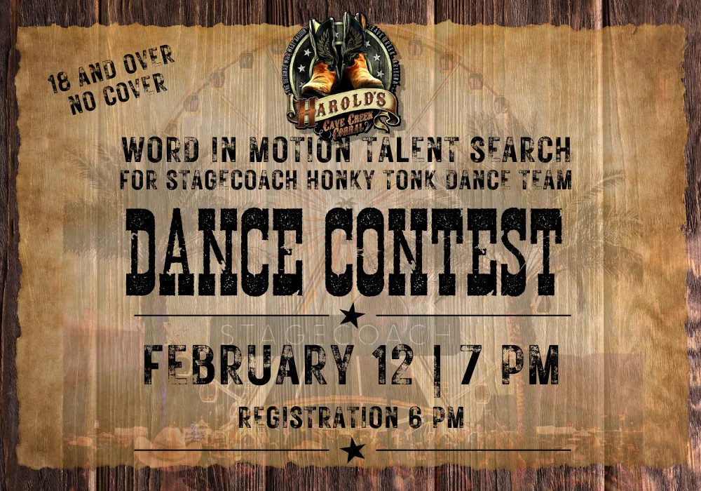 Word in motion dance contest at harold's corral in cave creek