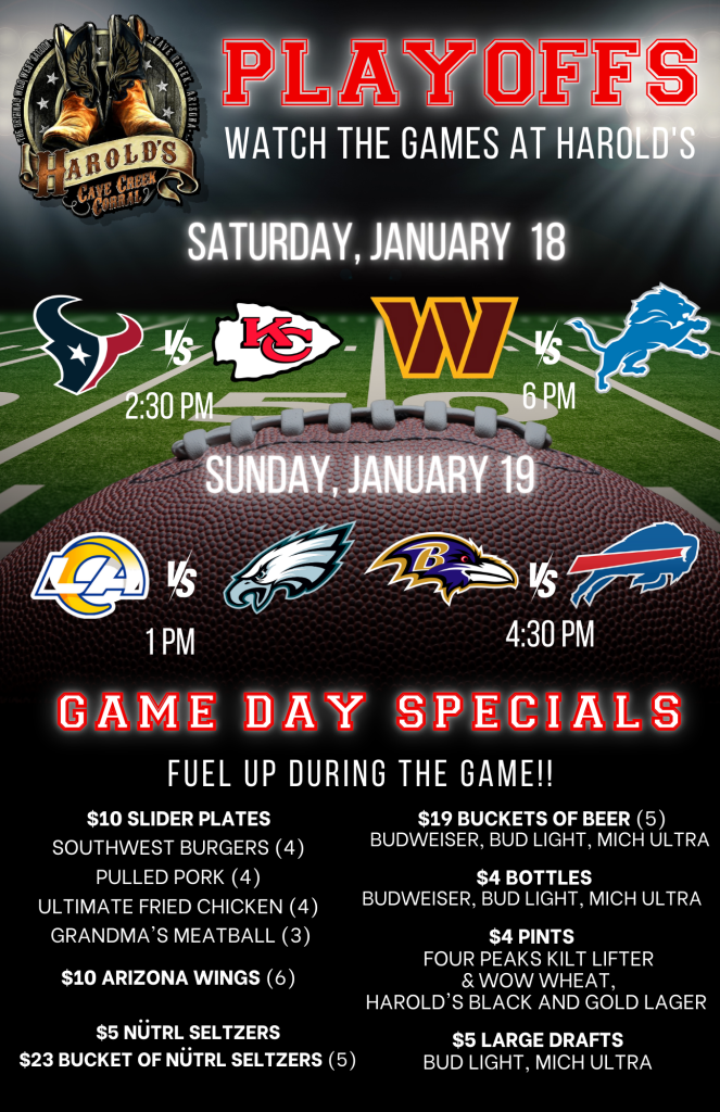 nfl divisional playoff games at harold's corral in cave creek