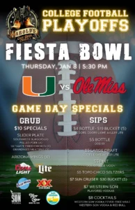 Watch the fiesta bowl at harold's corral in cave creek