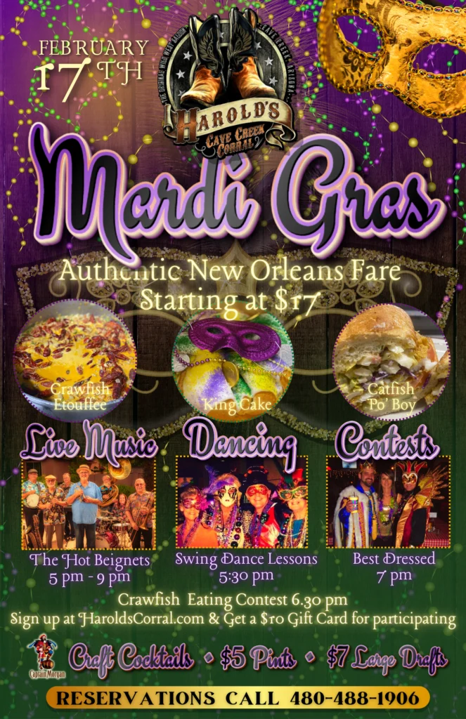 Mardi gras party at harold's corral in cave creek