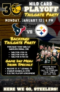 wildcard playoff game steelers vs texans at harold's corral in cave creek steelers bar