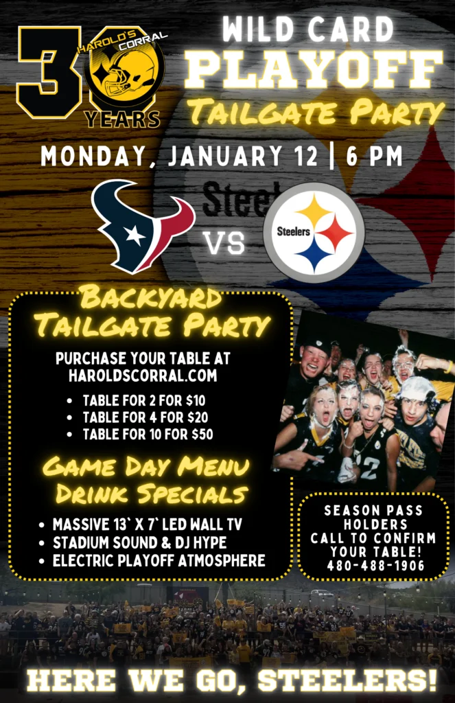 wildcard playoff game steelers vs texans at harold's corral in cave creek steelers bar