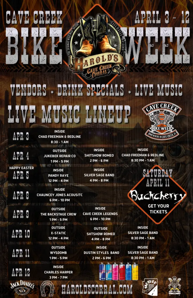 cave creek bike week live music at harold's corral
