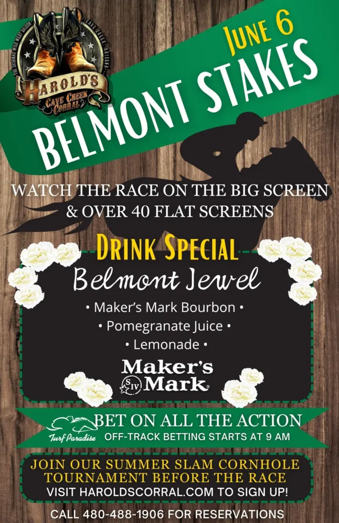 watch the belmont stakes at harold's corral in cave creek