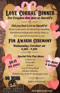 Love Corral Dinner at Harold's Corral