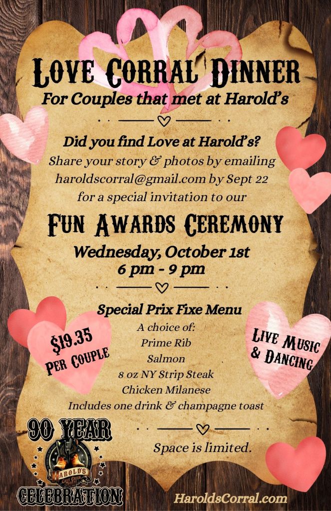 Love Corral Dinner at Harold's Corral