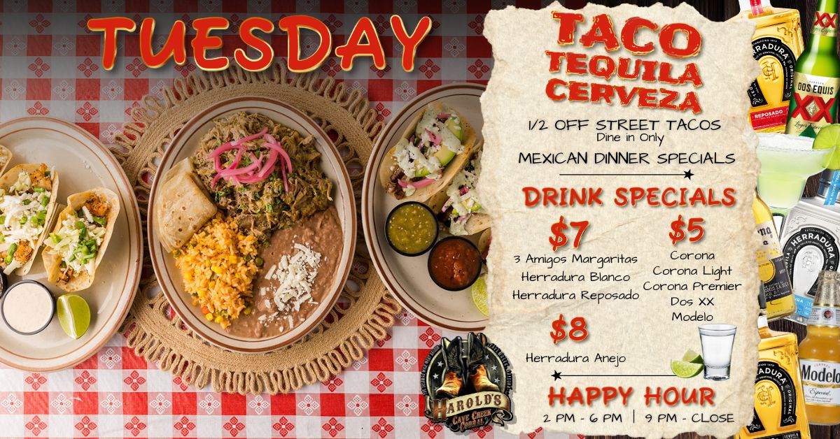 Tuesday taco specials at Harold's Corral in cave creek