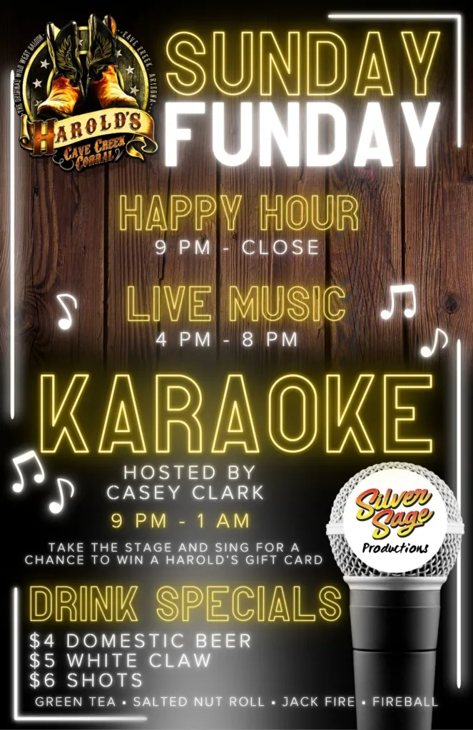 Sunday funday and karaoke at Harold's corral in cave creek