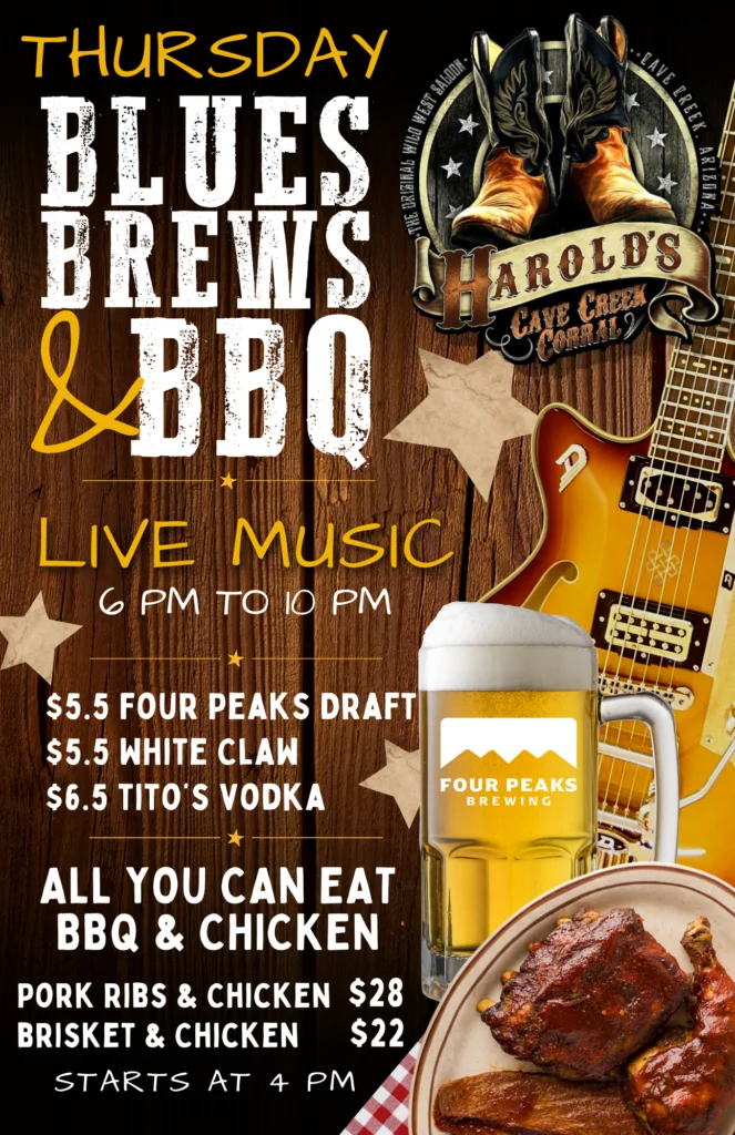 blues brews and bbq at harold's corral on thursdays in cave creek