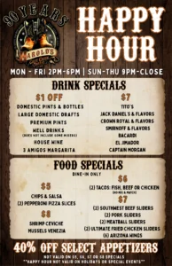 happy hour specials at Harold's Corral in cave creek