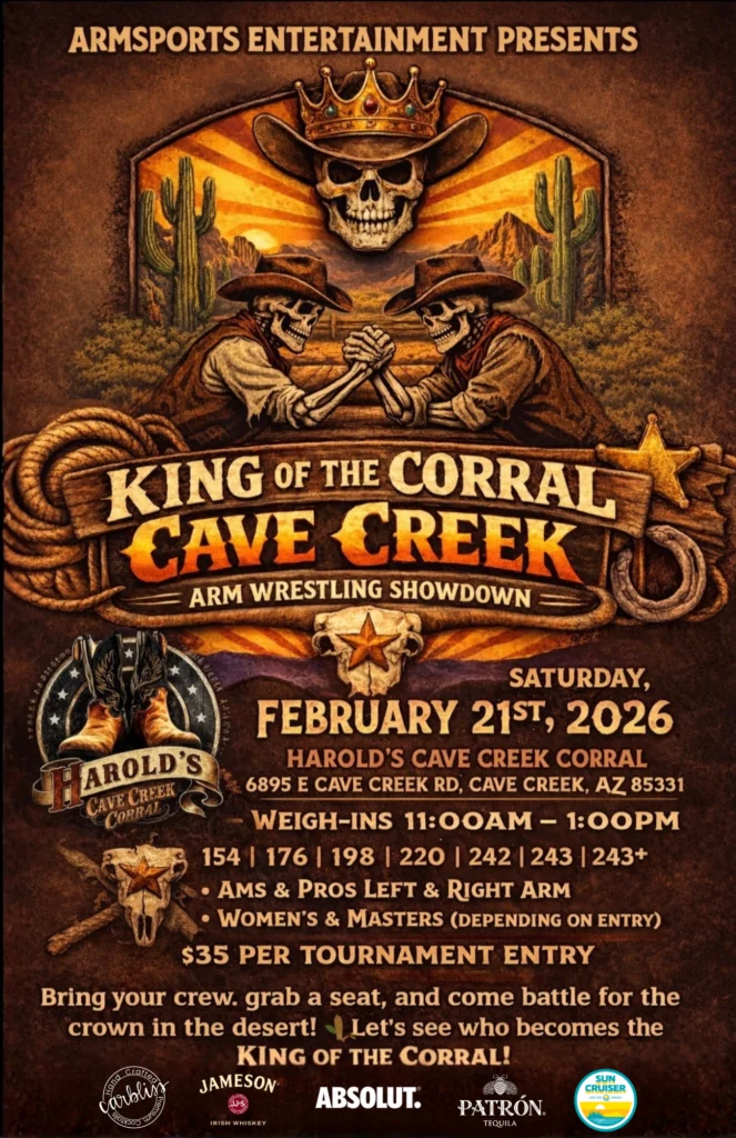 arm wrestling showdown at harold's corral in cave creek