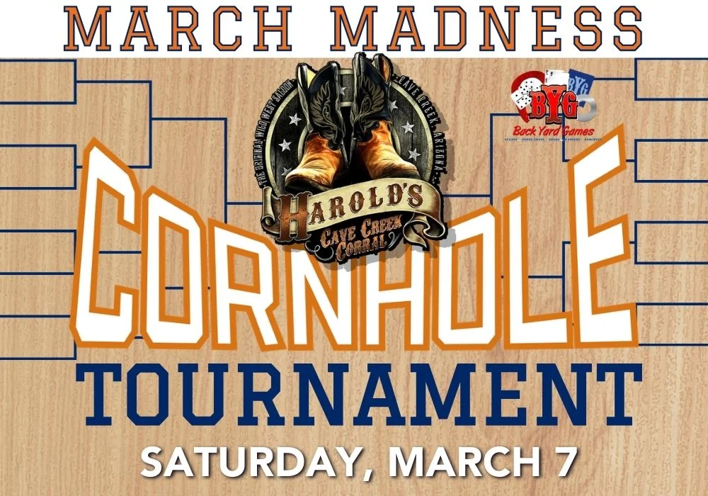 march madness cornhole tournament at harold's corral in cave creek