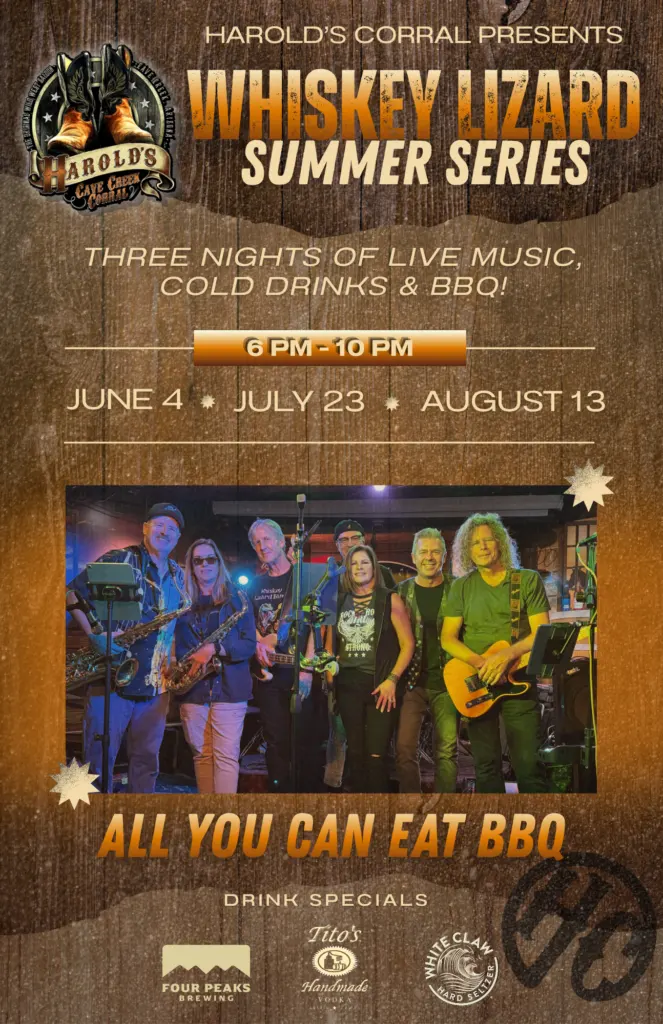 whiskey lizard live music at Harold's corral in cave creek