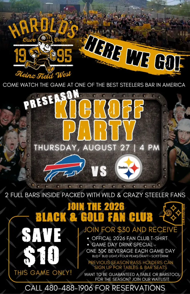 steelers preseason kickoff party at harold's corral in cave creek