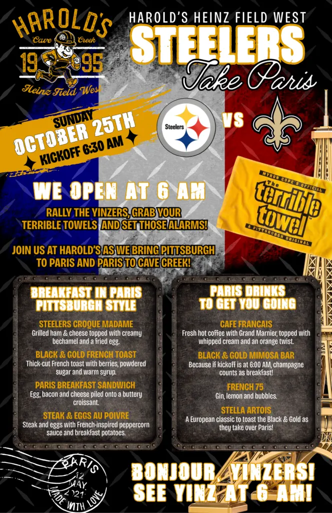 Steelers in Paris watch the game at harold's corral in cave creek